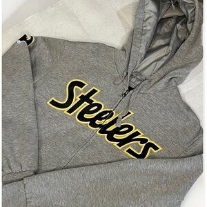 Pittsburgh Steelers Full Zip Gray Hoodie Lined Size Medium NFL GIII